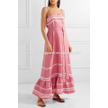 Розовый кружево подстриженные постельное белье Макси платье OEM и ODM Производство Оптовая продажа женской одежды (TA7121D)